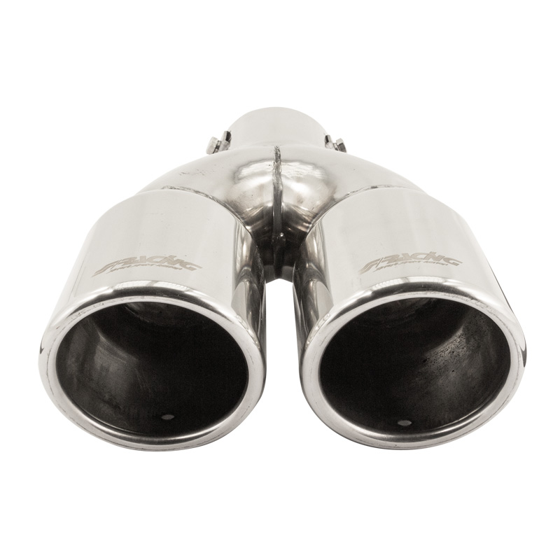 Simoni Racing Exhaust Tip Double Round/Slanting Inox - Ø76xL230mm - Installation ->58mm