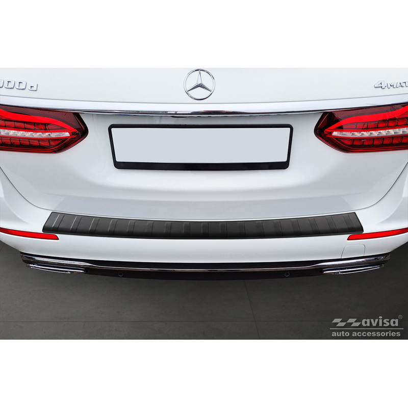Matt Black Stainless Steel Rear bumper protector  Mercedes E-Class W213 Kombi 2016- 'Ribs'