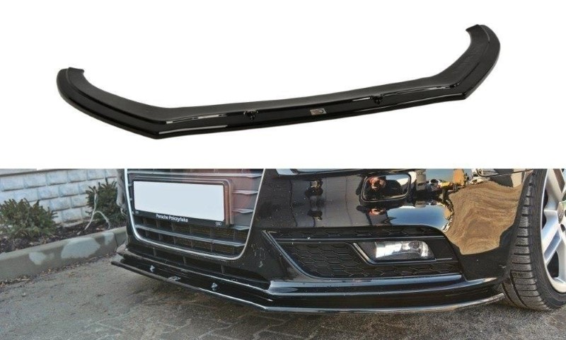 Voorspoiler passend voor Audi A4 B8 FL V.1 Glanzend Zwart