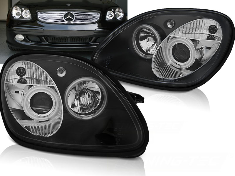 Headlights Mercedes SLK 96-97 / 00-02 Angel Eyes Black