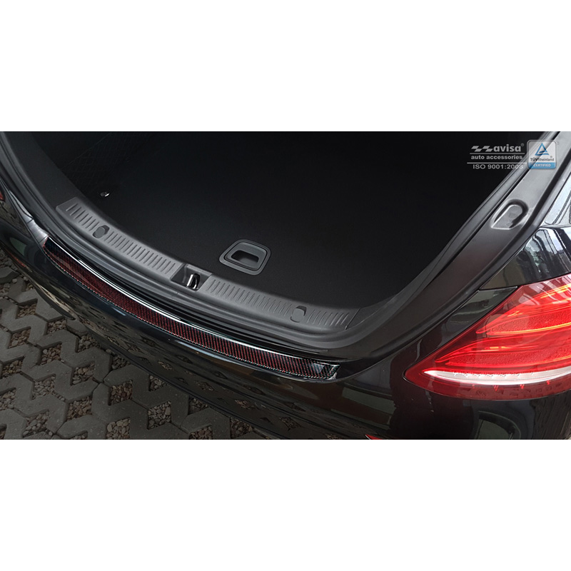 Carbon Rear bumper protector  Mercedes E-Class W213 Sedan 2016-2020 & FL 2020-2023 Red-Black Carbon