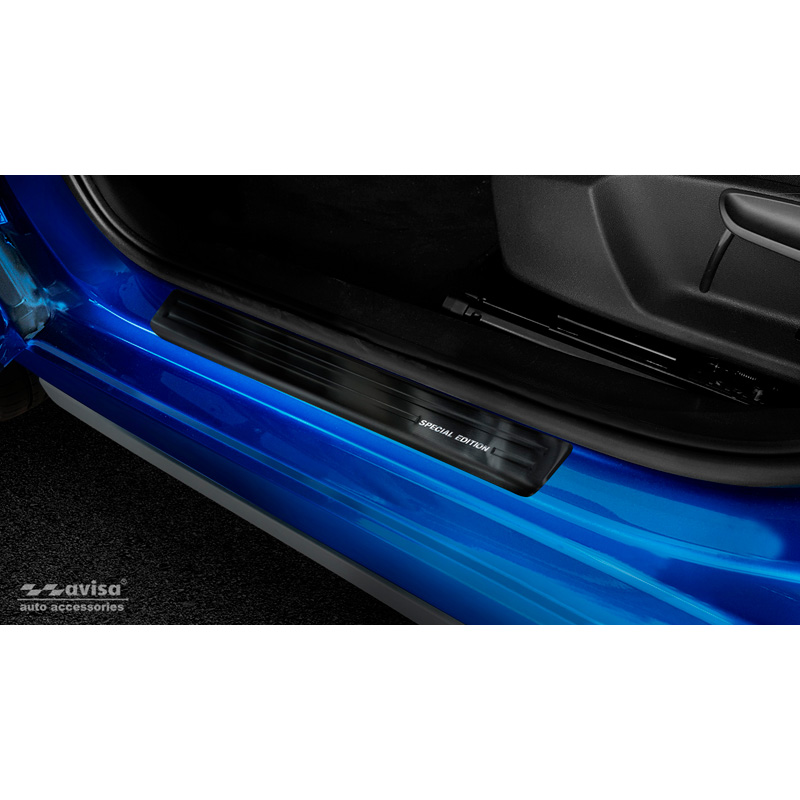 Black Stainless Steel Door sill protectors  Skoda Kamiq 2019- 'Special Edition' - 4-pieces