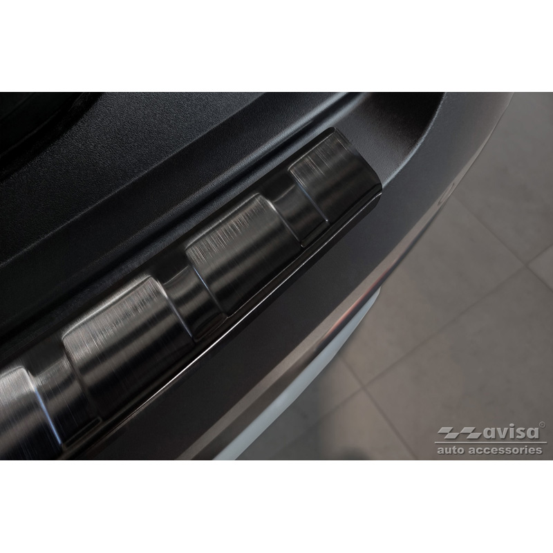Black Stainless Steel Rear bumper protector  Hyundai Bayon 2021- 'Ribs'