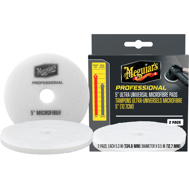 Meguiar's Professional Ultra Universal Microfibre Pads - 5.3'' diameter x 0.5'' (134.6mm x 12.7mm) - white - set of 2