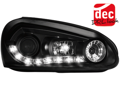 Headlights VW Golf V Devil Eyes Dayline Whiteh ELR Black
