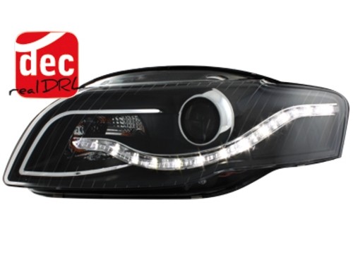 Headlights Audi A4 B7 LED DRL black ELR