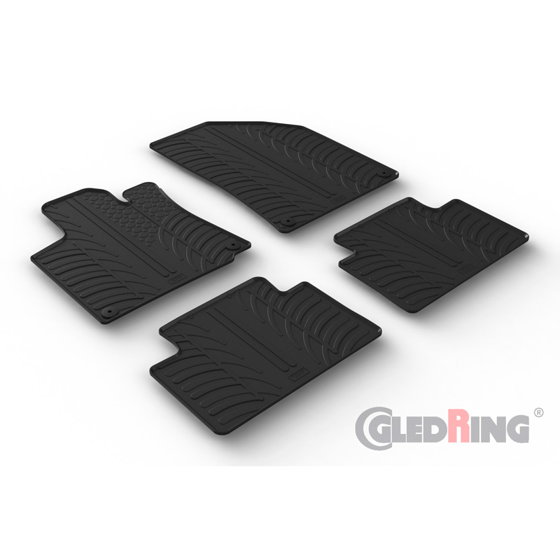Rubber car mats set  Geely CoolRay 2018- (T profile 4-pieces + mounting clips)