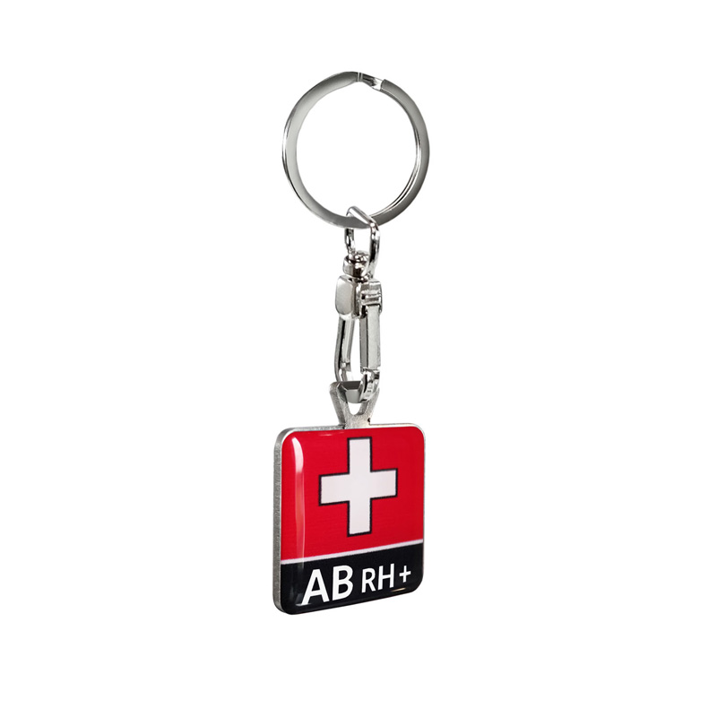 Stainless steel key chain - 'Blood Type' AB RH+