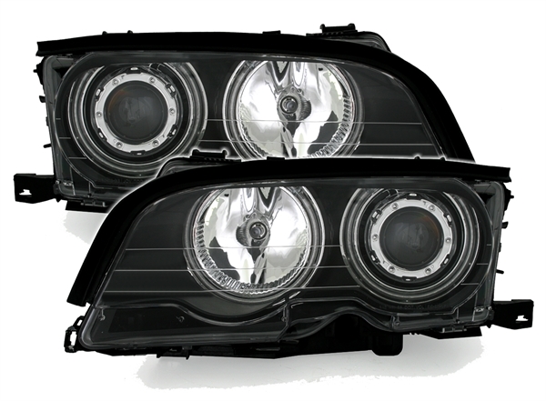 Headlights BMW E46 coupe/cabrio 01-03 CCFL Angel Eyes black