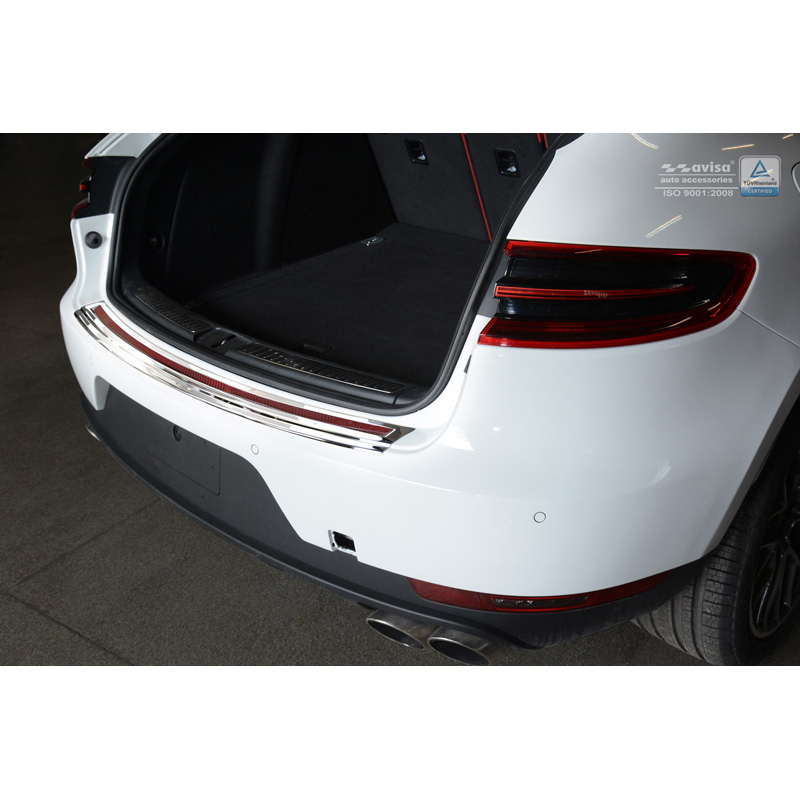 Stainless Steel Rear bumper protector 'Deluxe'  Porsche Macan 2014- Chrom/Red-Black Carbon