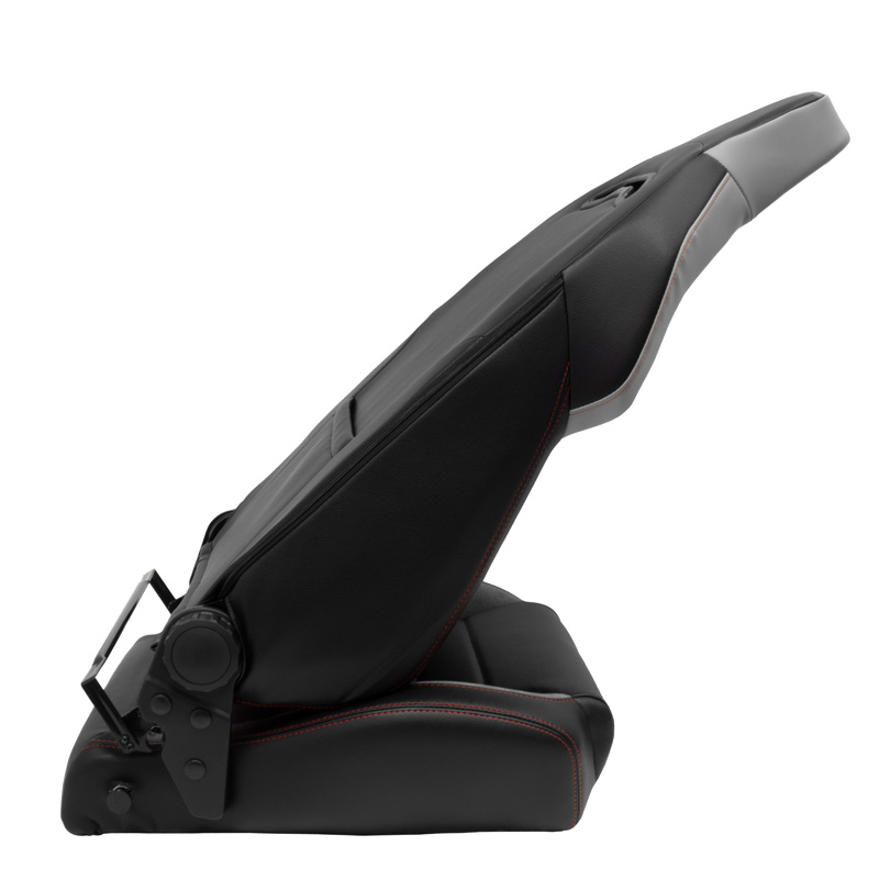 Sport seat 'VGR' - Black Synthetic leather + Light Grey Fabric/Suede + Red stitching - Dual-side reclinable back-rest - incl. slides