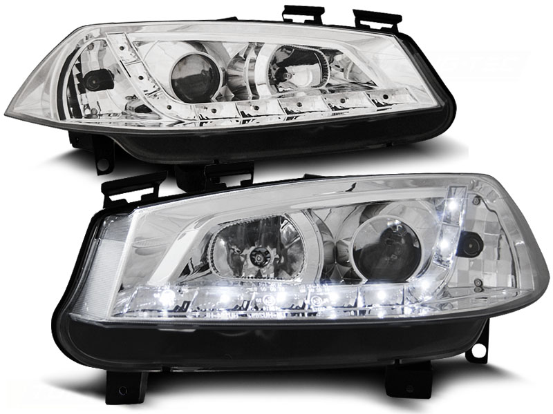 Headlights Renault Megane 03-.. LED Devil Eyes DRL look chrome