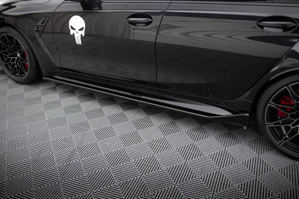 Zijskirts passend voor BMW M3 G80 / G81 Maxton CSL Look Glans Zwart