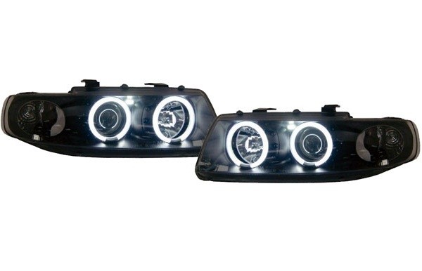 Headlights Seat Leon 1M Angel Eyes Ice Black CCFL