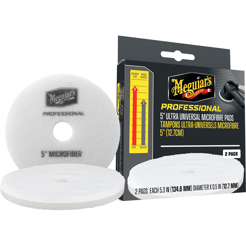 Meguiar's Professional Ultra Universal Microfibre Pads - 5.3'' diameter x 0.5'' (134.6mm x 12.7mm) - white - set of 2