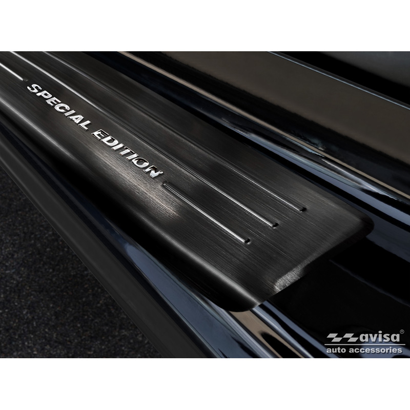 Black Stainless Steel Door sill protectors  Smart ForFour (W453) 2014-2020 & FL 2020- incl. EQ 'Special Edition' - 4-pieces