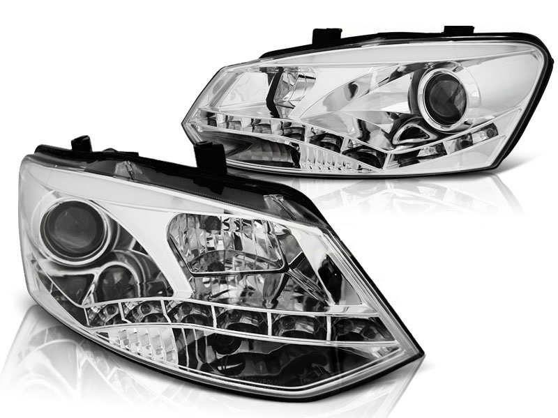 Headlights VW Polo 6R 10-.. Dayline Devil Eyes chrome