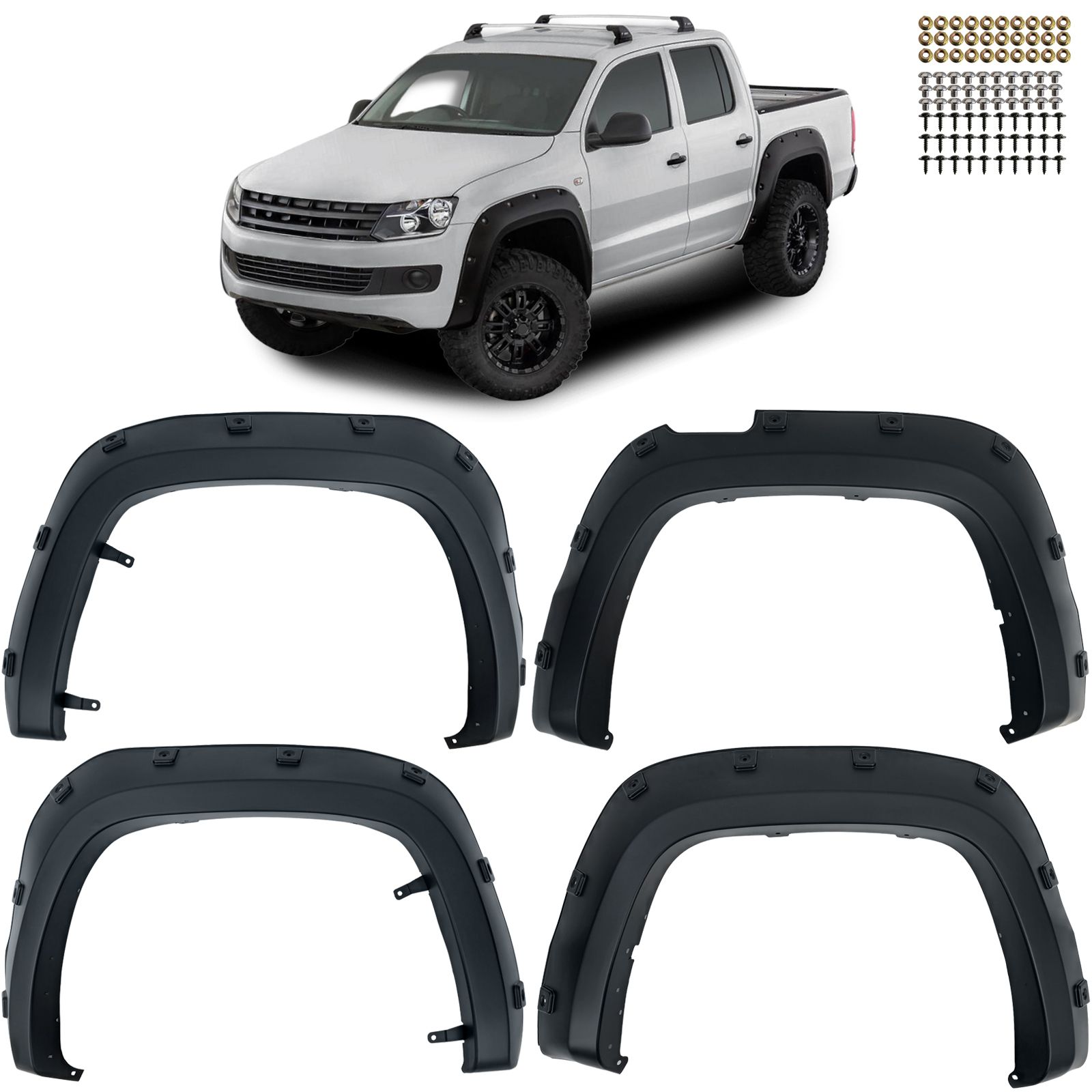 Wielkastverbreders Set “BIG” VW Amarok 1 (2010–2016 Voorfacelift) – Mat Zwart