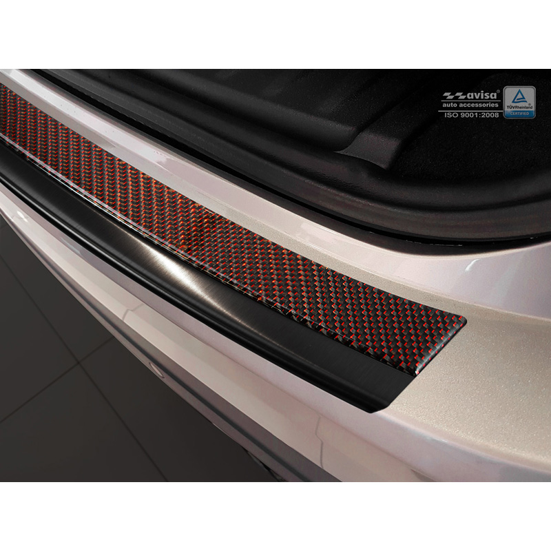 Stainless Steel Rear bumper protector 'Deluxe'  Jaguar F-Pace 2016-2020 & FL 2020- Black/Red-Black Carbon