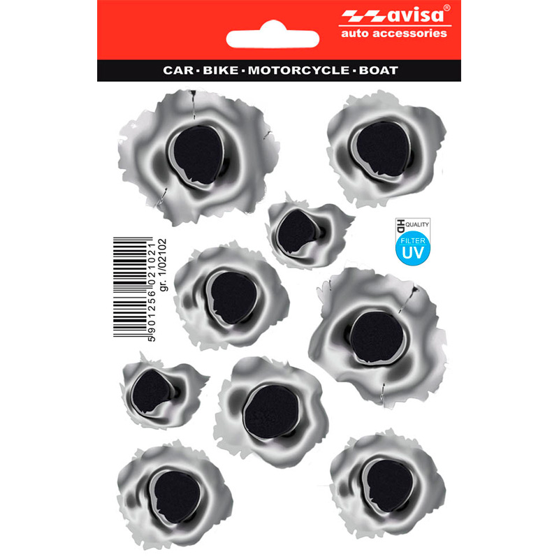 Sticker 9 BulletHoles - black/metal - 10x17cm