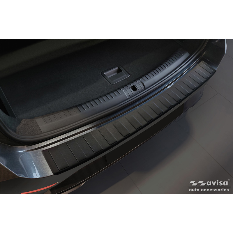 Matt Black Stainless Steel Rear bumper protector  Seat Leon Sportstourer incl. FR / Cupra Leon Sportstourer 2020-2024 & Facelift 2024- 'Ribs'