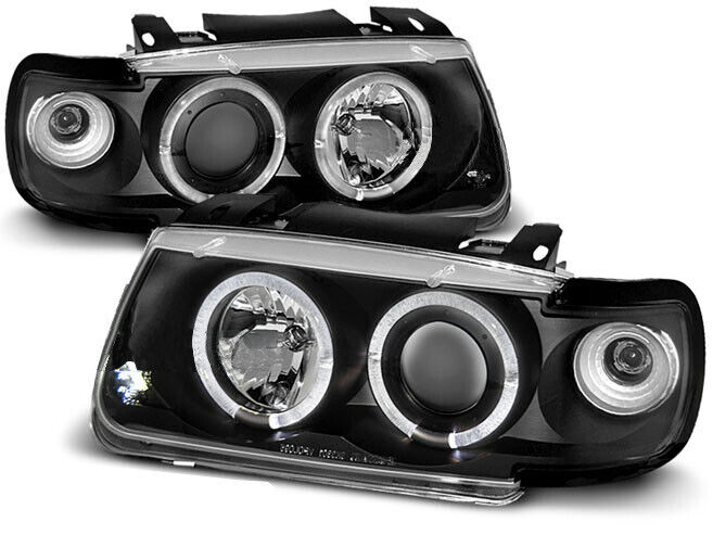 Headlights VW Polo 6N Angel Eyes Black