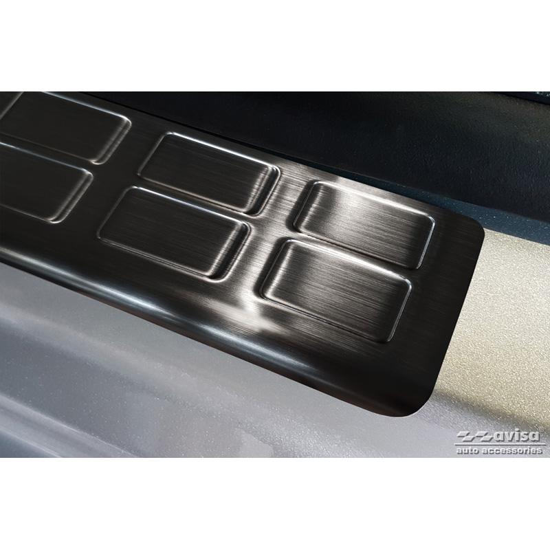 Black Inox door sill protectors  Citroën Jumpy & Spacetourer / Peugeot Expert & Traveller / Toyota Proace 2016- / Opel Vivaro / Zafira Life 2019- / Fiat Scudo & Ulysse 2022- - 'Rectangles' - 2-pieces front doors