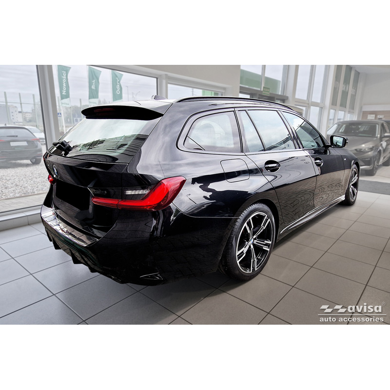 Stainless Steel Rear bumper protector  BMW 3 Series Touring (G21) Facelift 2022- with M-Package 'Ribs'
