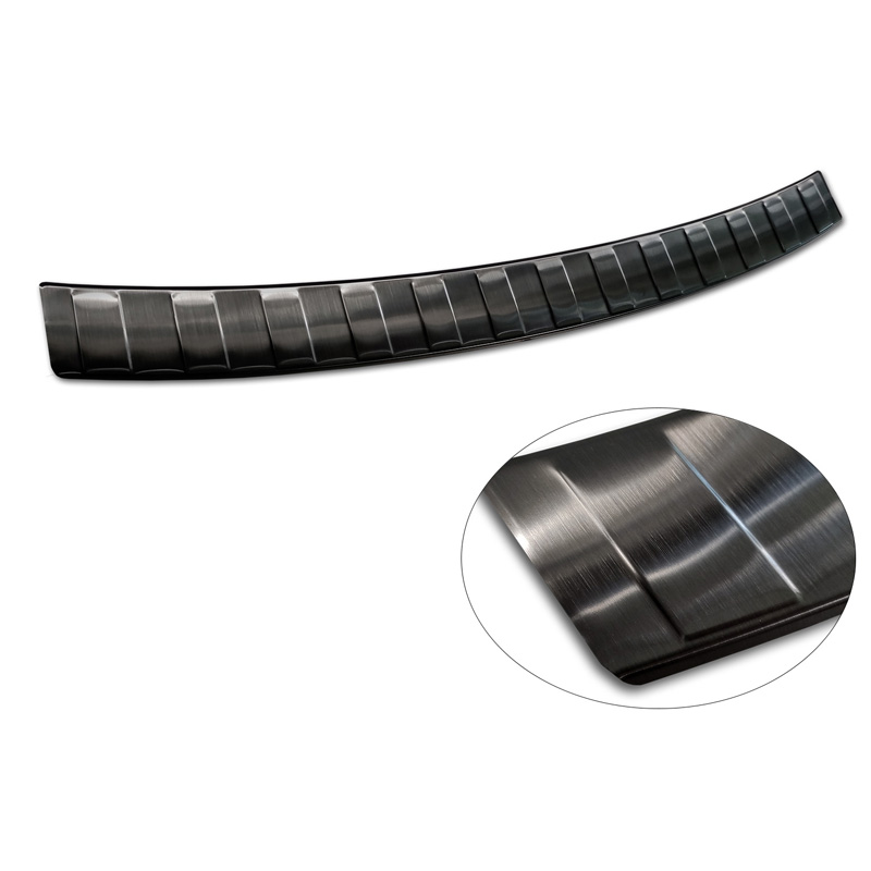 Black Stainless Steel Rear bumper protector  Skoda Fabia III Combi FL 2018- 'Ribs'