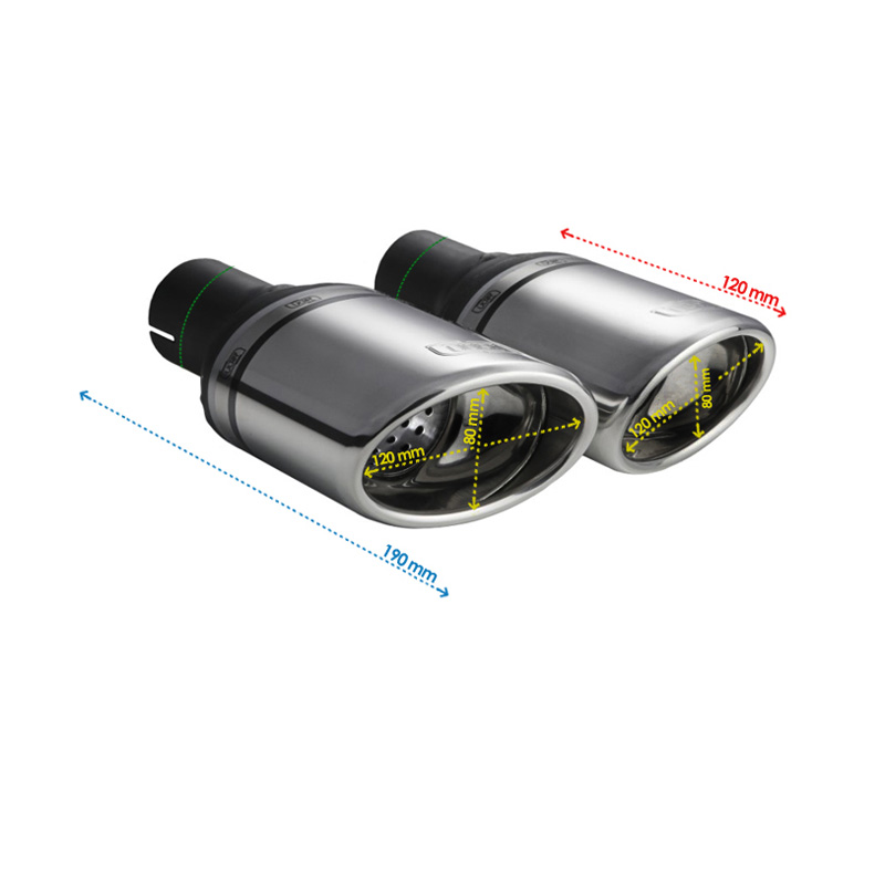 Ulter Sport Exhaust finisher (right) - Oval 120x80mm - Length 120mm - Installation ->50mm - Inox