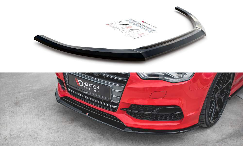 Voorspoiler passend voor Audi A3 8V S-line Sedan/Cabrio Zwart Glans