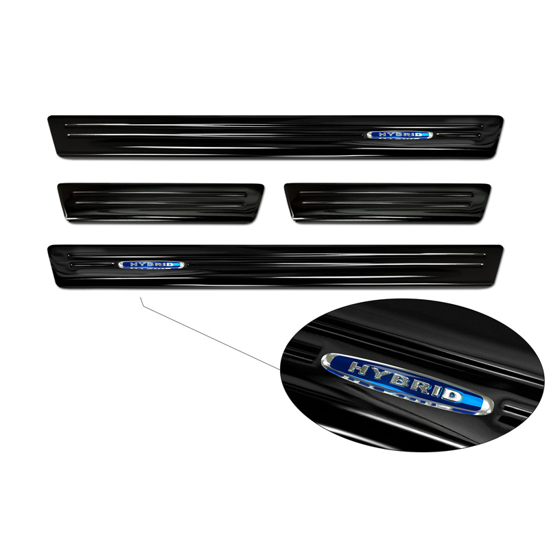 Black Inox door sill protectors  Volkswagen Tiguan II 2016-2020 & FL 2020-2024 'Hybrid' - 4-pieces