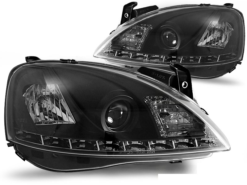 Headlights Opel Corsa C DRL look Devil Eyes black