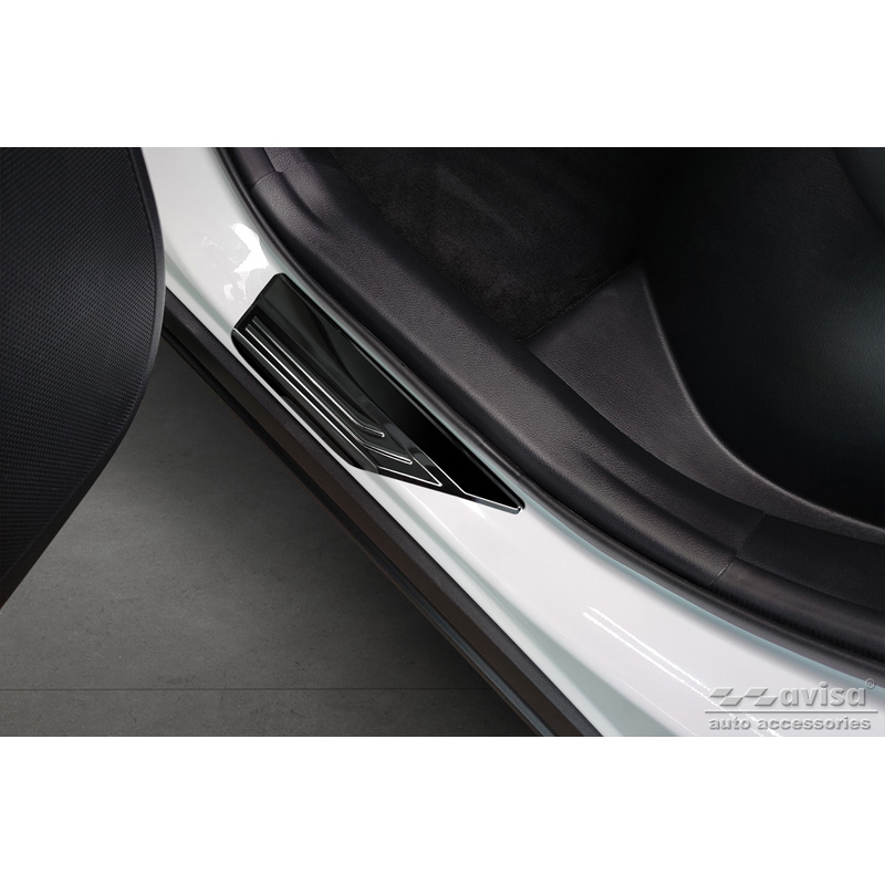 Black Stainless Steel Door sill protectors  Lexus NX II 2021- 'Lines'  - 4-pieces