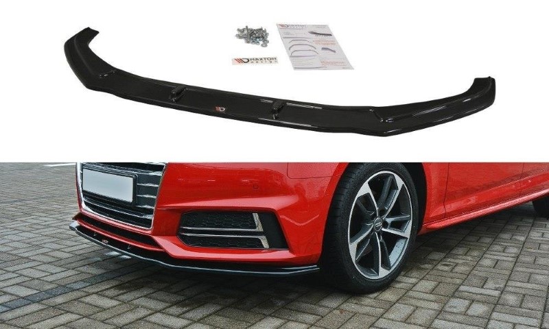 Voorspoiler passend voor Audi S4 / A4 S-Line B9 V.2 Glanzend Zwart