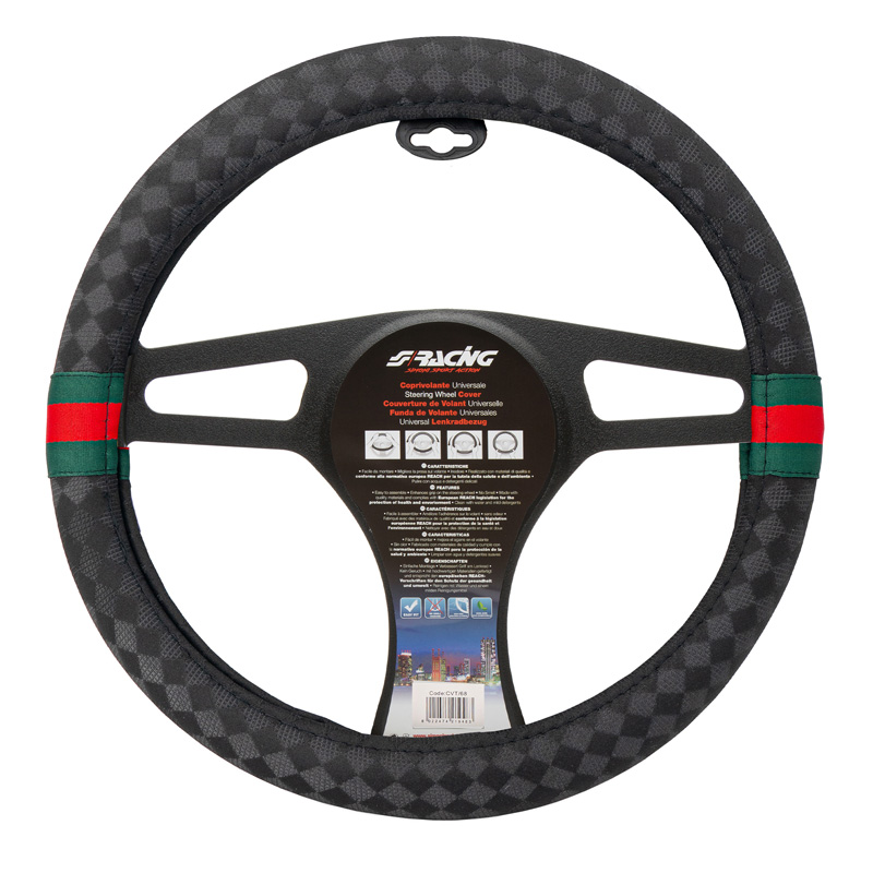 Simoni Racing Steering Wheel Cover G-Style - Black/Green/Red - 37-39cm