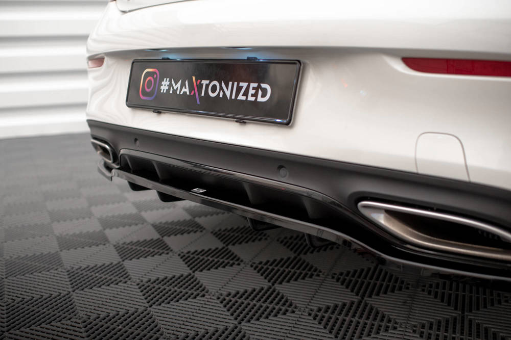 Diffuser passend voor Mercedes C Klasse Coupe AMG Line C205 Facelift 2018 - 2021 Maxton Glans Zwart
