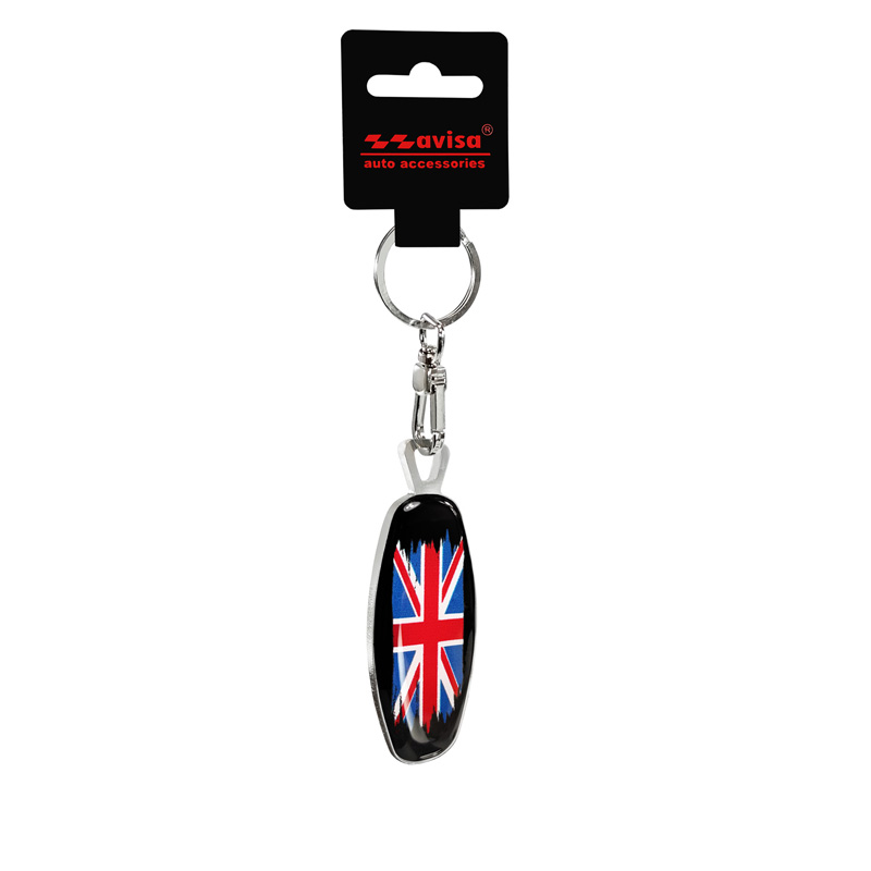 Stainless steel key chain - Emblem/ Flag UK+PL