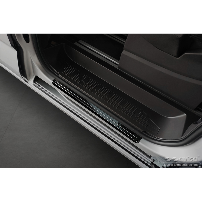 Mirror Black Inox door sill protectors  Volkswagen Multivan T7 2021- - 'Hybrid' - 4-pieces