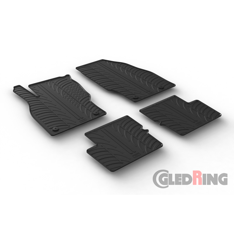 Rubber car mats set  Opel Corsa E 5 doors 2014-2019 (T profile 4-pieces + mounting clips)