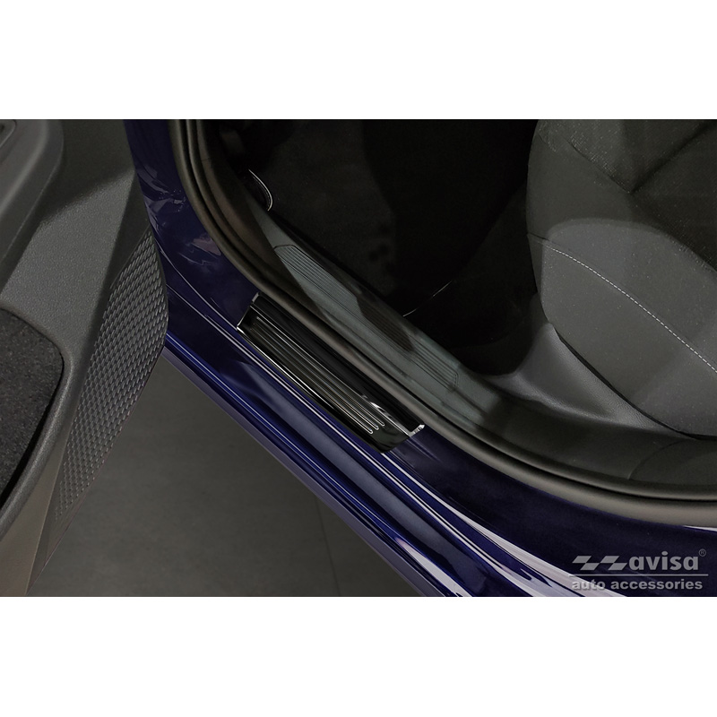Black Inox door sill protectors  Volkswagen Golf VIII Hatchback/Variant 2020-2024 & FL 2024- 'Hybrid' - 4-pieces