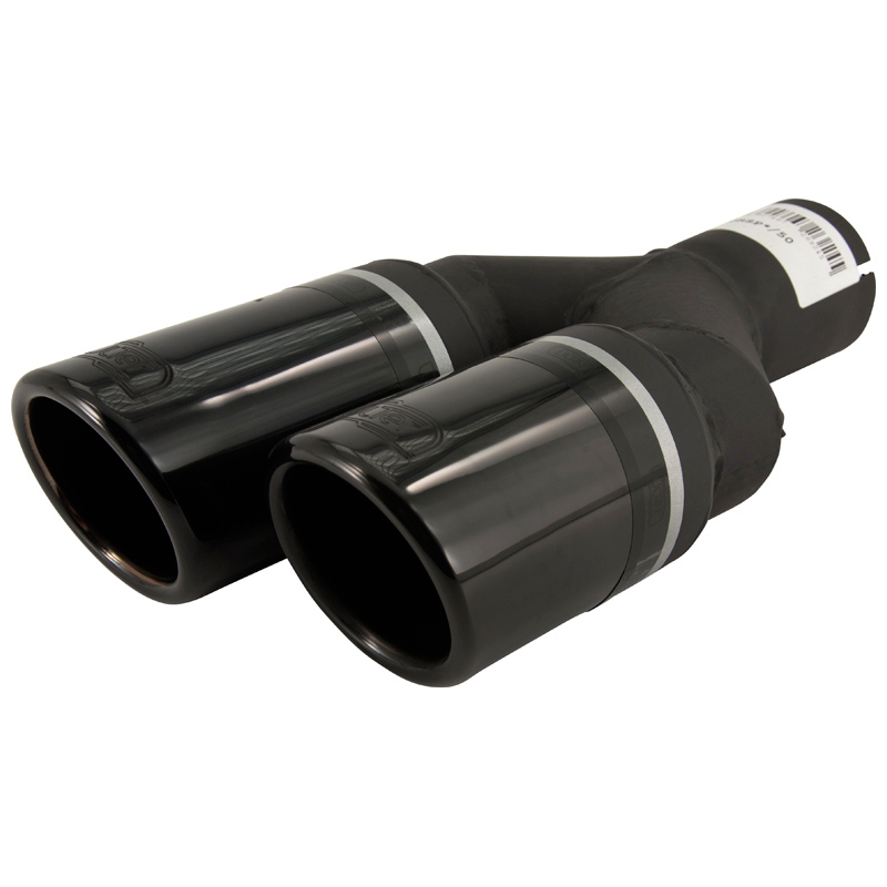 Ulter Sport Exhaust finisher (right) - Double Round Ø70mm - Length 200/180mm - Installation ->50mm - Inox Black