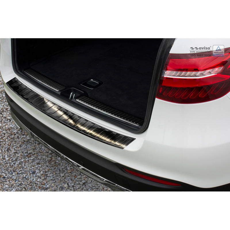 Black Stainless Steel Rear bumper protector  Mercedes GLC 5-doors 2015-2019 & FL 2019- 'Ribs'