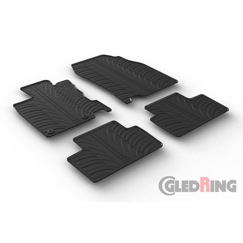 Rubber car mats set  Renault Kadjar 6/2015- (T profile 4-pieces + mounting clips)