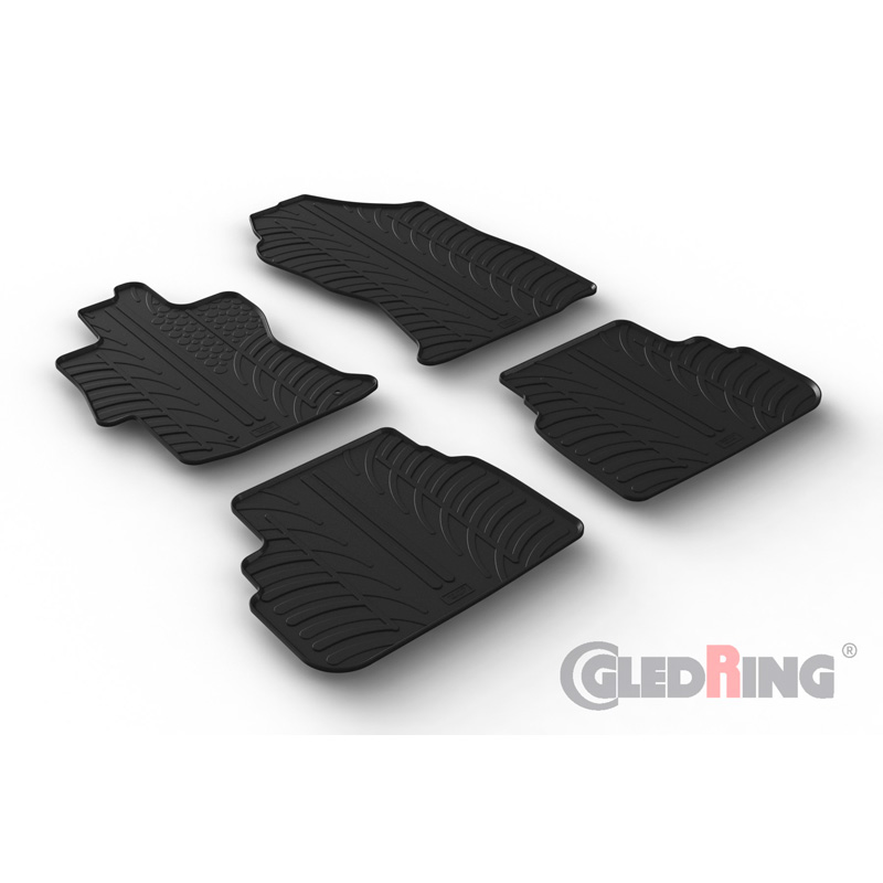 Rubber car mats set  Subaru XV II (Crosstrek) 2017- (T profile 4-pieces + mounting clips)