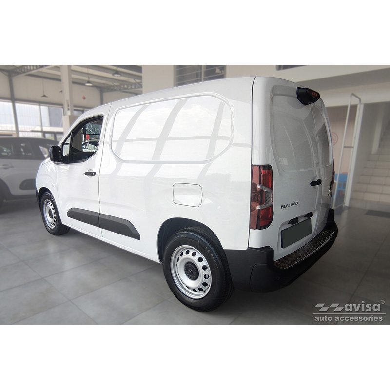 Matt Black Aluminum Rear bumper protector  Citroën Berlingo (Multispace) & Peugeot Partner 2008-2015 & 2015-2018 & 2018- & Peugeot Rifter 2018- & Opel Combo E 2018- & Toyota Proace City/Verso 2019- & Fiat Doblo 2022- 'Riffled Plate'