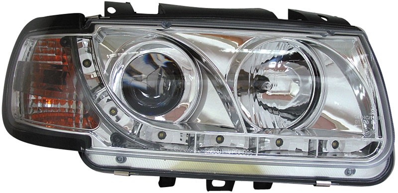 Headlights VW Polo 6N Dayline Devil Eyes Chrome