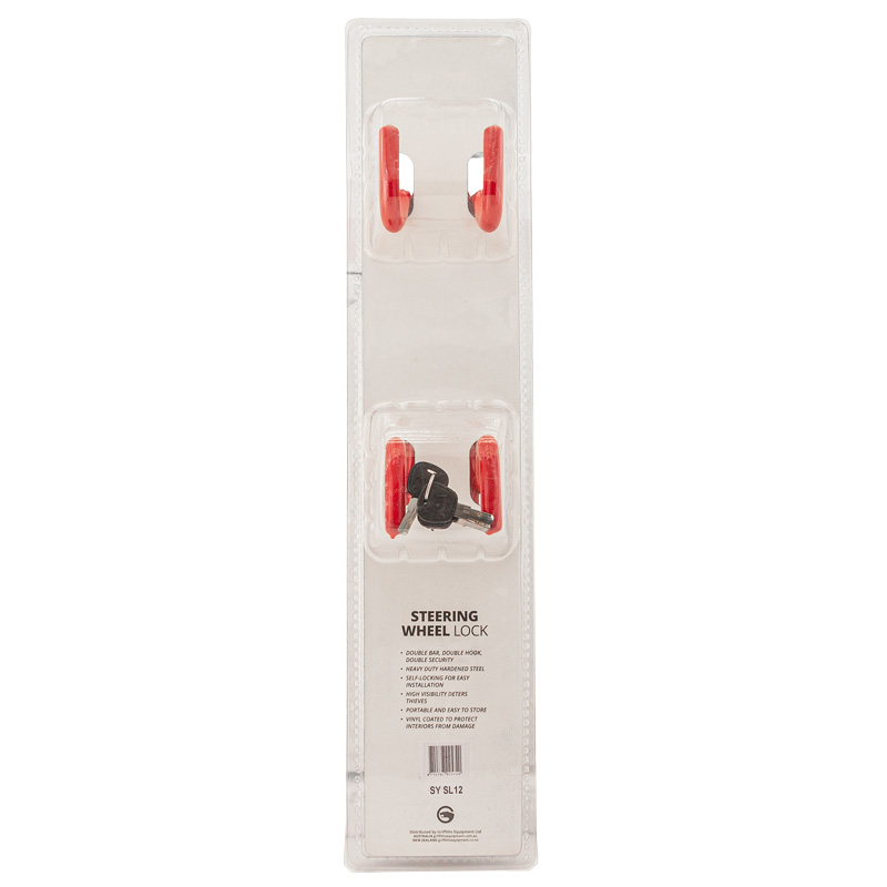 Universal anti-theft steering wheel lock 'Heavy Duty' - Red