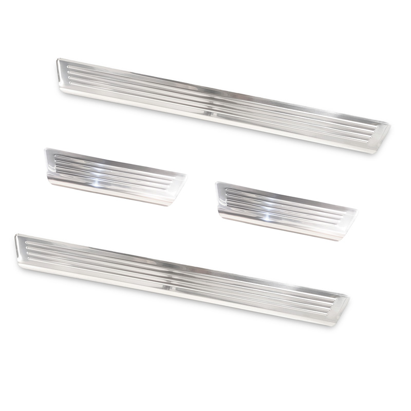 Inox door sill protectors  Volkswagen ID.3 2020-2023 & FL 2023- / Cupra Born 2021- / MG 4 2022- / MG HS II 2024- - 'Lines' - 4-pieces