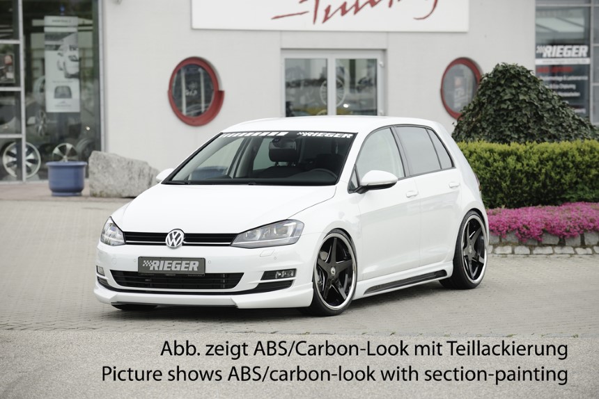 Zijskirts passend voor VW Golf 7 Rieger carbon-look met uitsparing